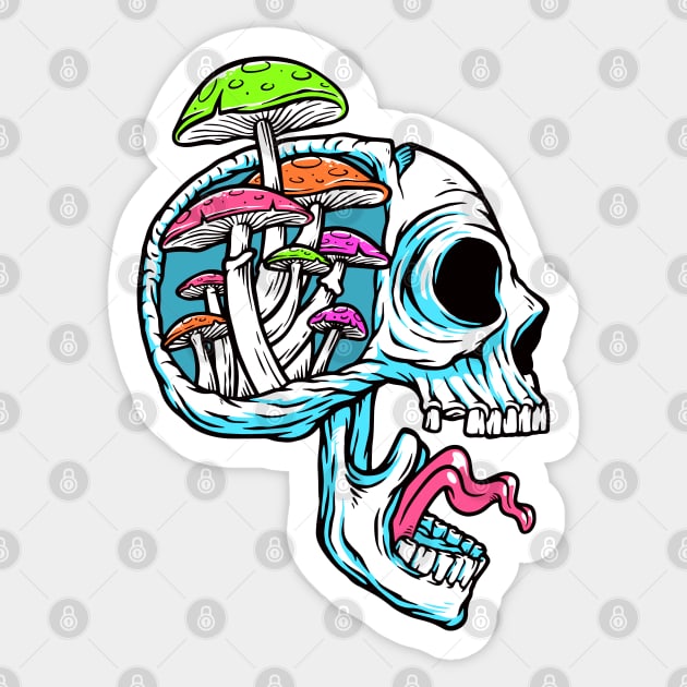 Screaming Shroom Skull Sticker by machmigo